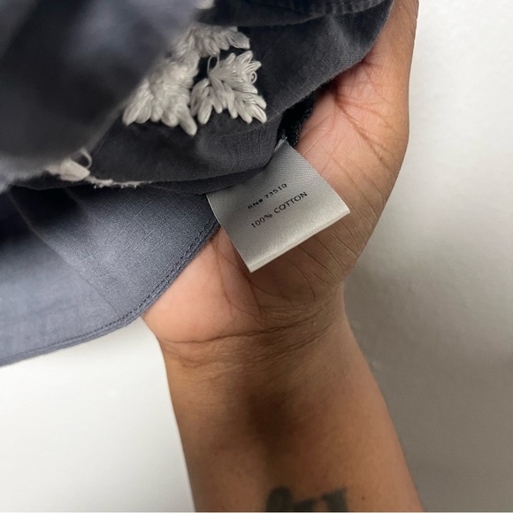 Ivy Jane Women Top XS Gray Embroidered Peasant Boho Cottagecore 100% Cotton - Picture 7 of 10